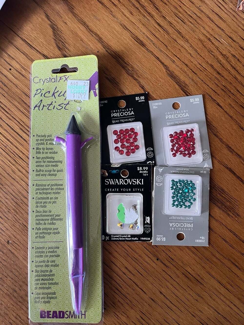 Beadsmith CrystalFX Pick-Up Artist Tool and Assorted Preciosa and Swarovski Crys